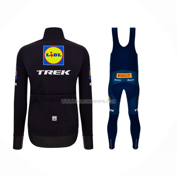 2024 Ropa Ciclismo Lidl Trek Negro Azul Mangas Largas y Culotte Largo